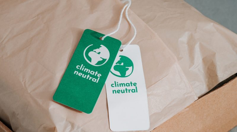 Photo of packaging with carbon neutral tags