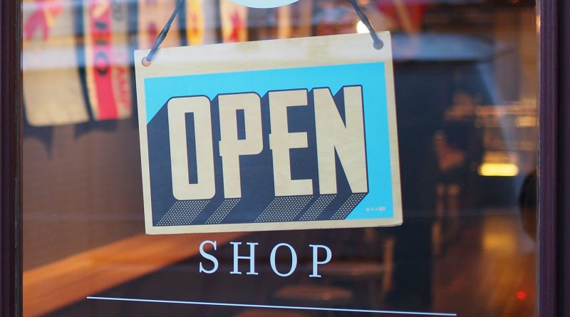 Image of a shop door with an open sign on it to support U.S. wholesale article