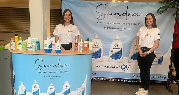 Sandea skin care products on display stall