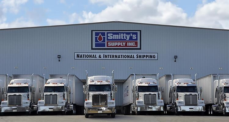 Trucks outside Smitty's Supply warehouse