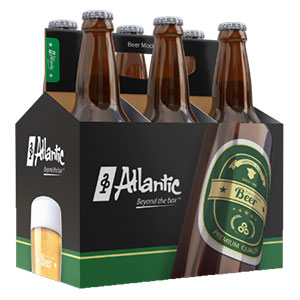 6 bottles of beer in Atlantic Packaging cardboard box