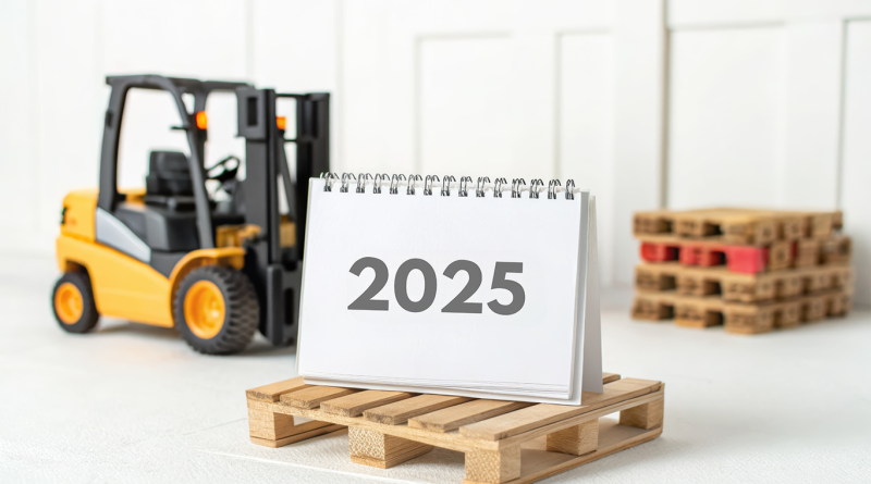 supply chain trends for 2025 article featured image with model of forklift truck and pallets