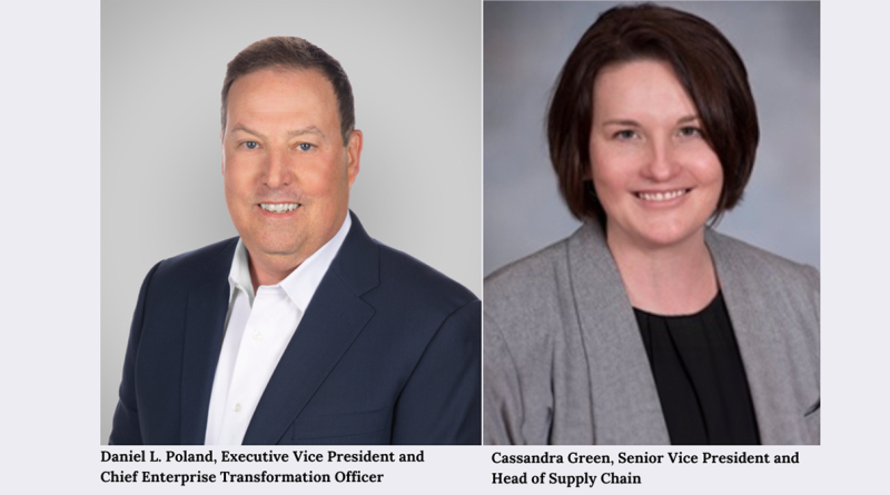 Daniel L. Poland, Executive Vice President and Chief Enterprise Transformation Officer ( Left) and Cassandra Green, Senior Vice President and Head of Supply Chain to support Campbells supply chain article (image from BusinessWire)