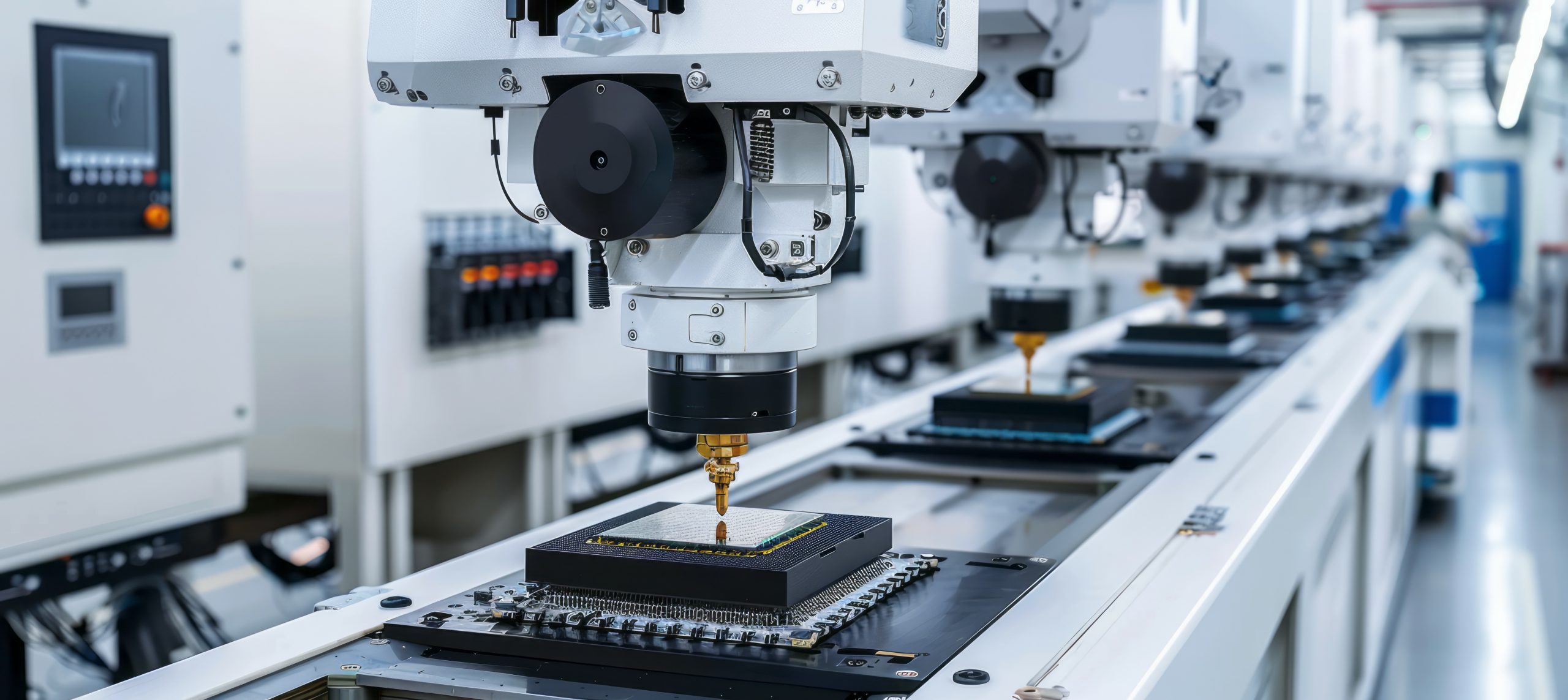 Drill machine for microchip manufacture component. Semiconductor chip industry