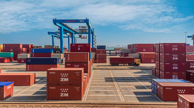 Hapag Lloyd containers at Hamburg port following 4.2 billion dollar acquisition of ZIM