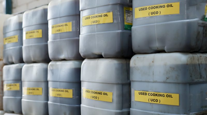 Containers of used cooking oil for biofuel production and export