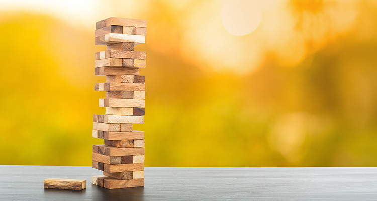 wood jenga game for play and concept business.