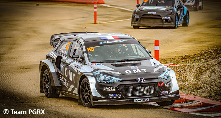 a Hyundai i20 Supercar driven by Patrick Guillerme in the French Rallycross Championship