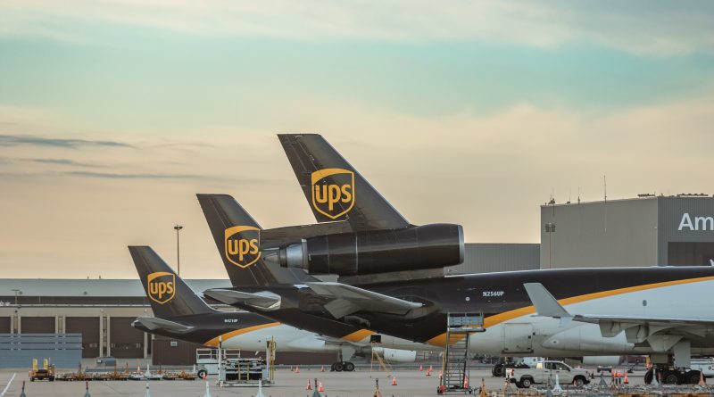 UPS airplanes representing the company's use of artificial intelligence across customs management, shipment tracking and supply chain operations.