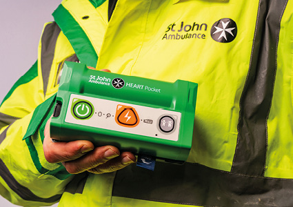 the St John Ambulance HEART Pocket, an ultra-compact and lightweight automated external defibrillator