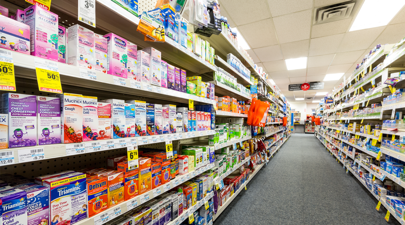 Flu and cough aisle in a CVS pharmacy