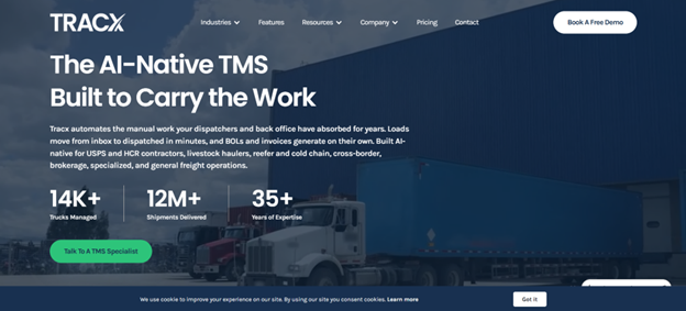 Tracx TMS website