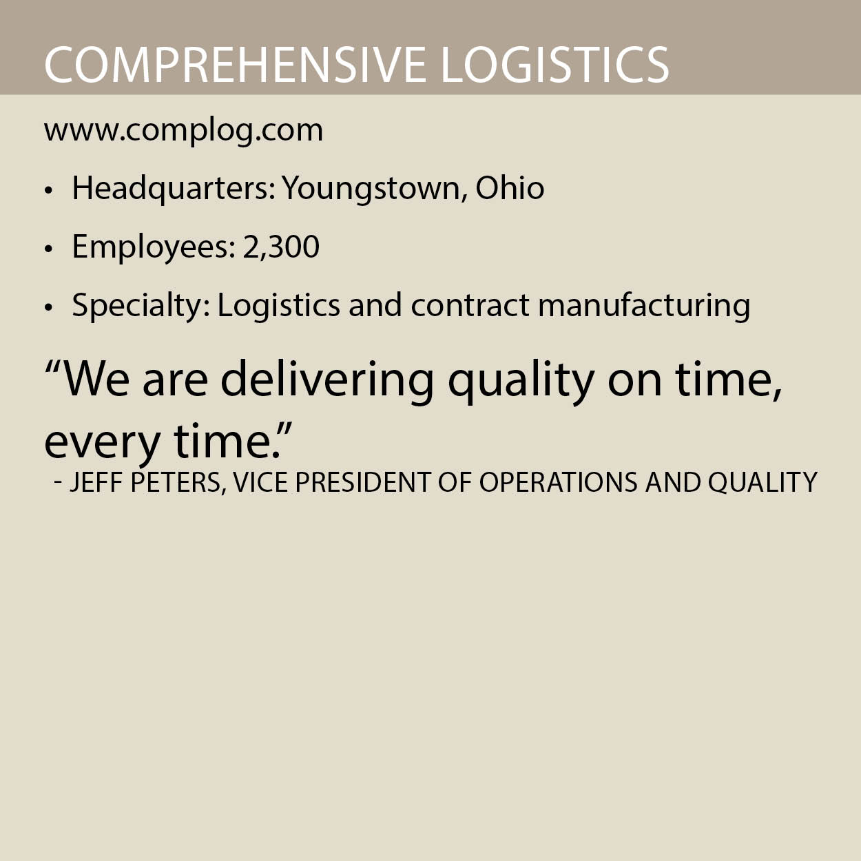 Comprehensive Logistics fact box