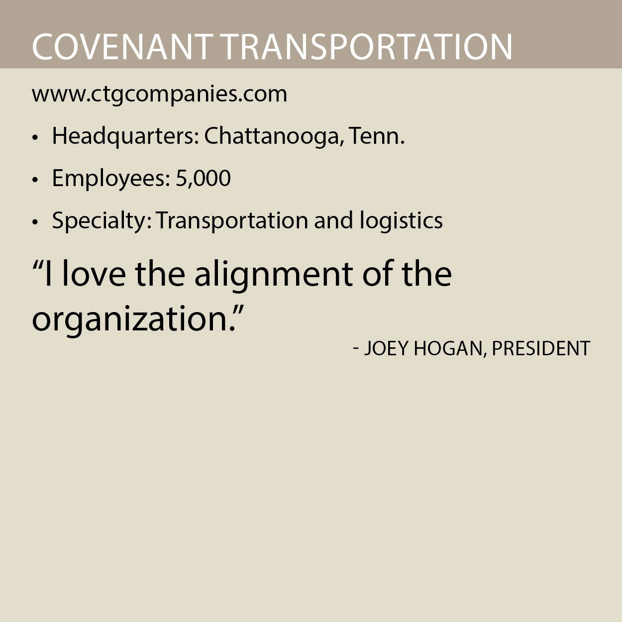Covenant Transportation Group Inc fact box