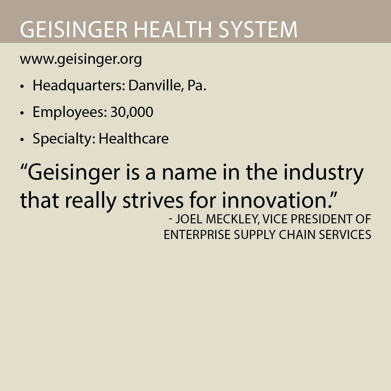 Geisinger Health System fact box