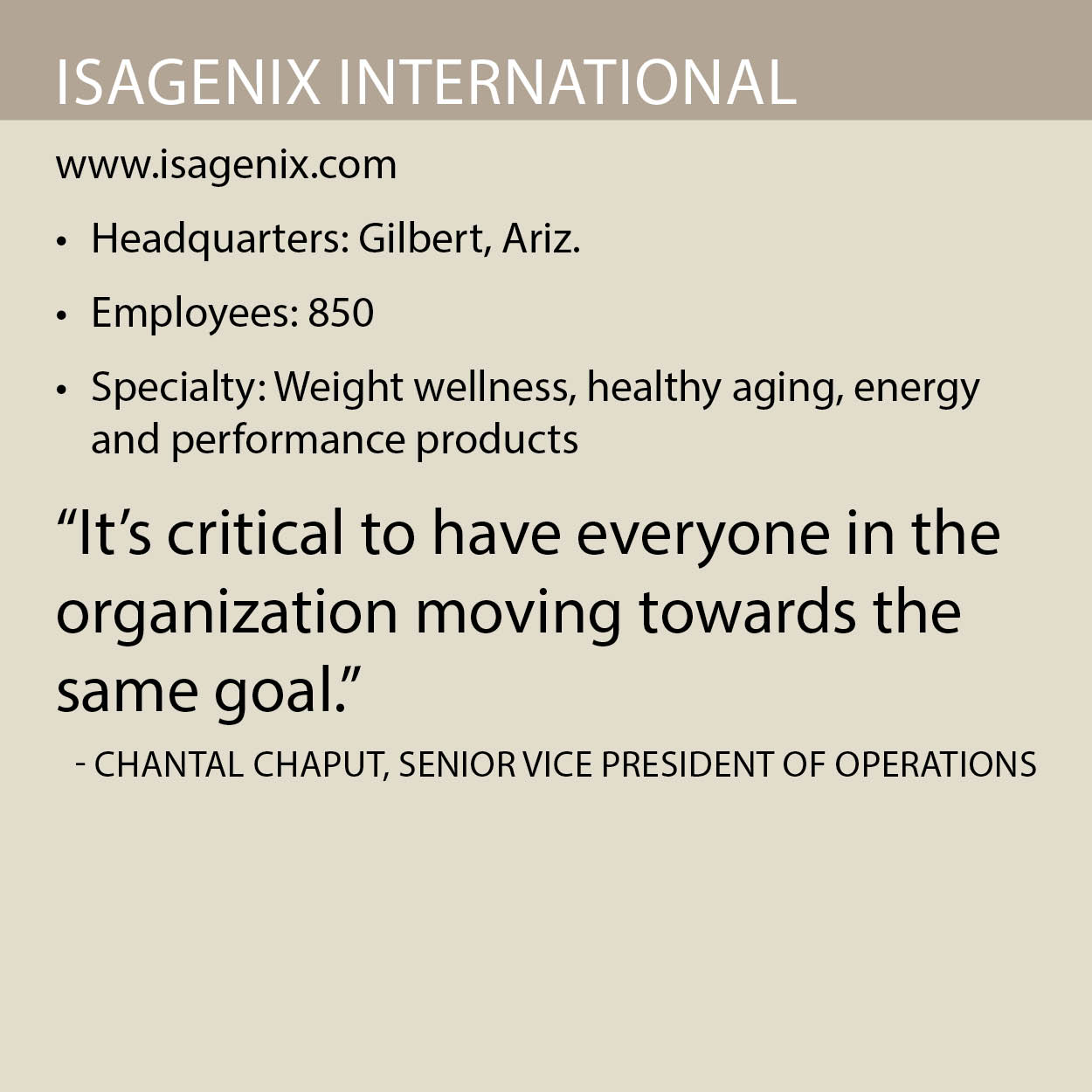 Isagenix International fact box