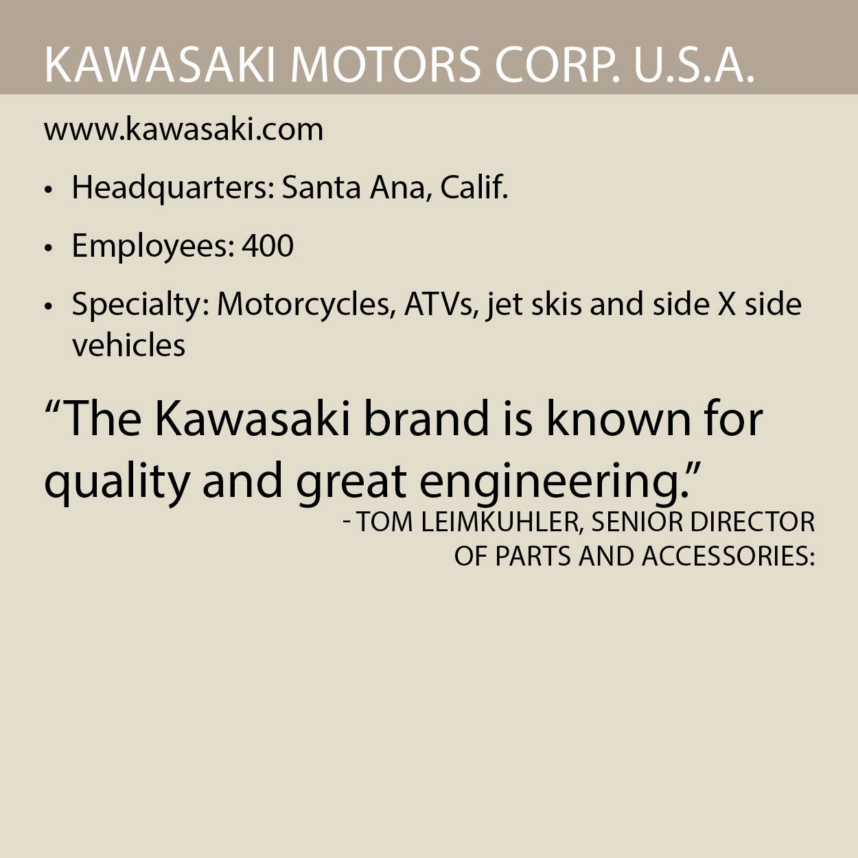Kawasaki Motors Corp fact box