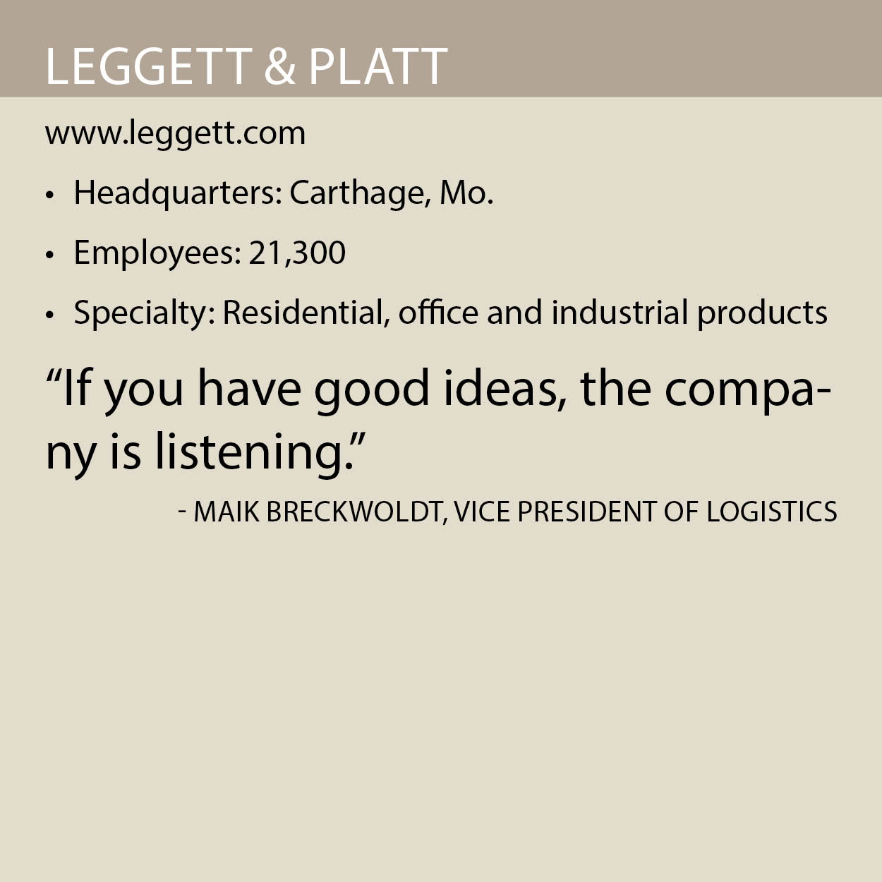 Leggett Platt fact box