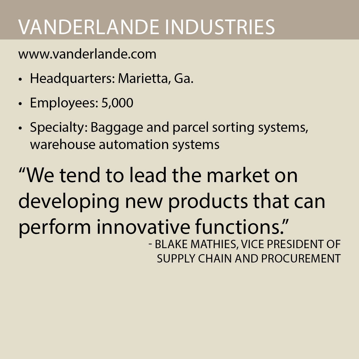 Vanderlande Industries info