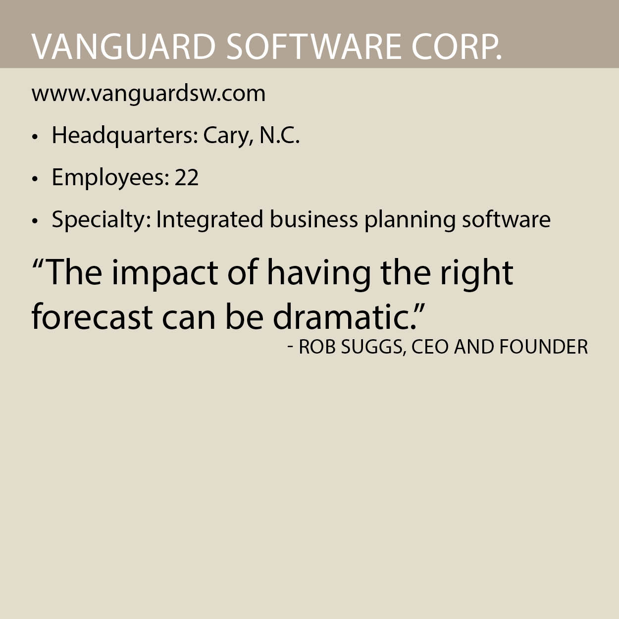 Vanguard Software Corp. fact box
