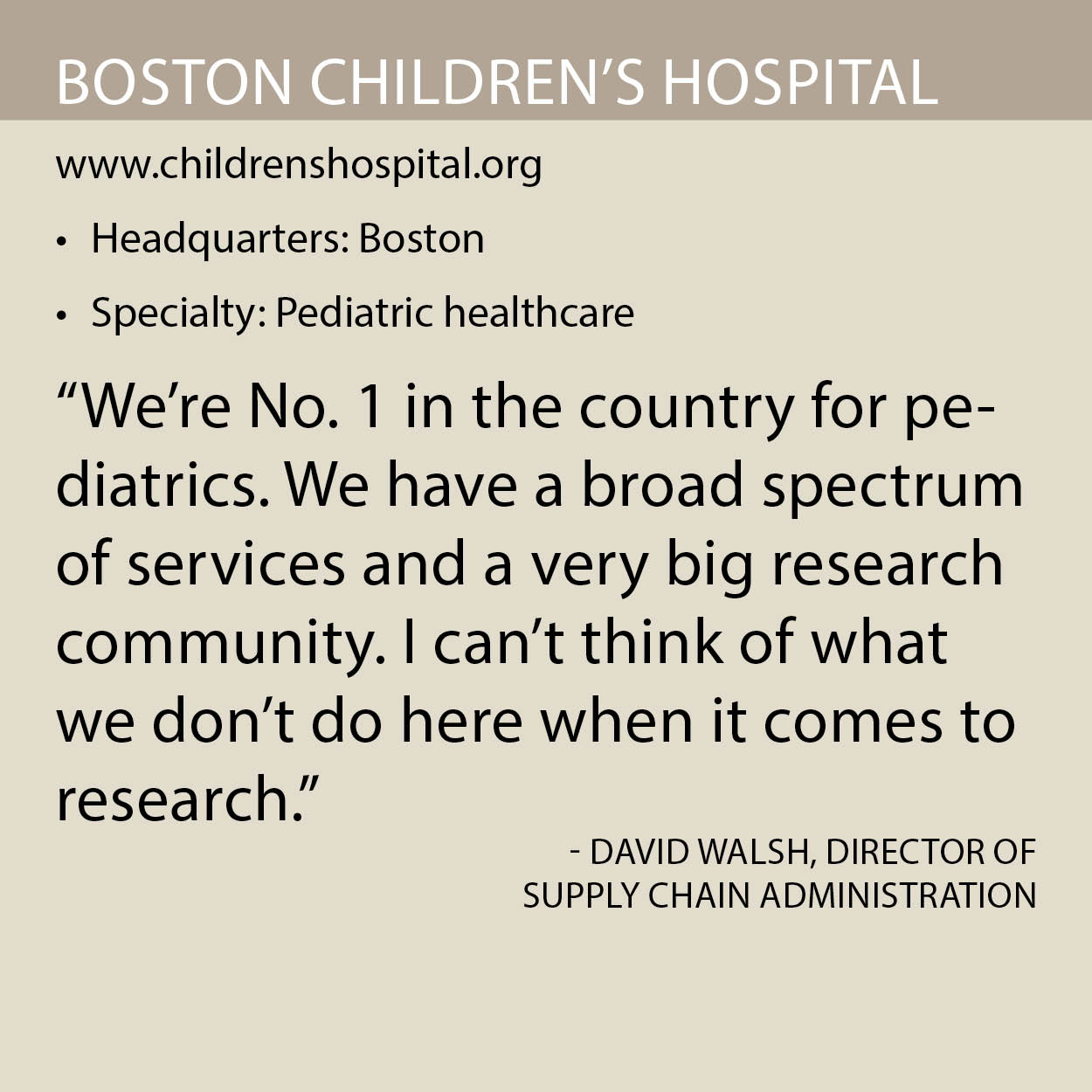 Boston Childrens Hospital fact box
