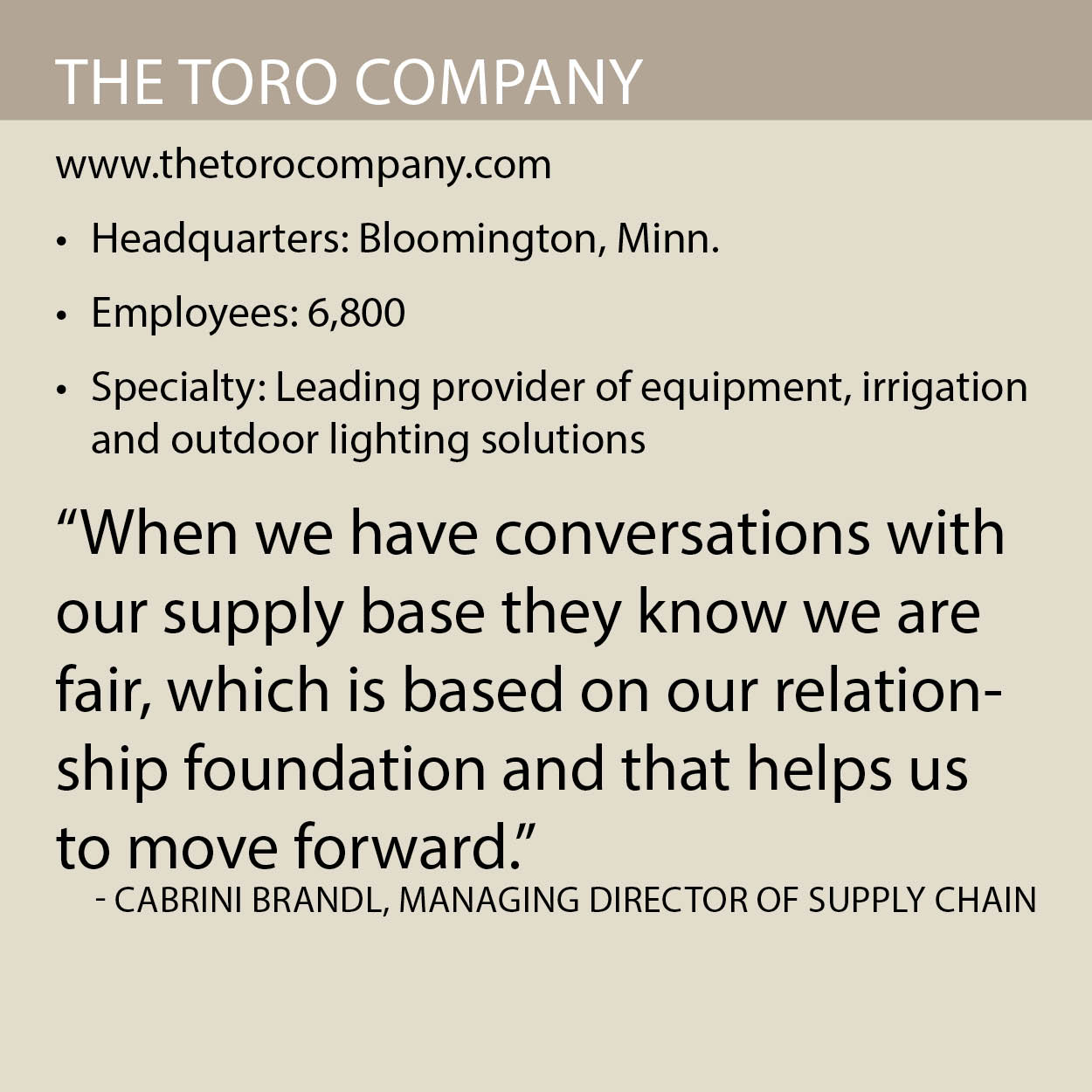 The Toro Company fact box