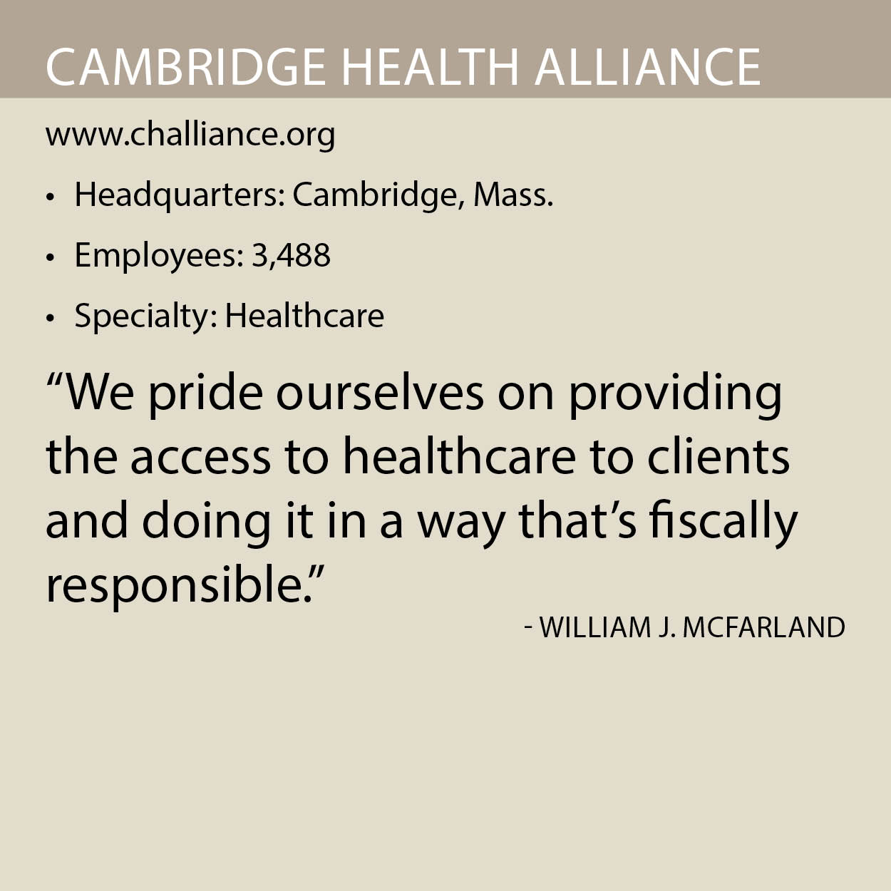 Cambridge Health Alliance fact box