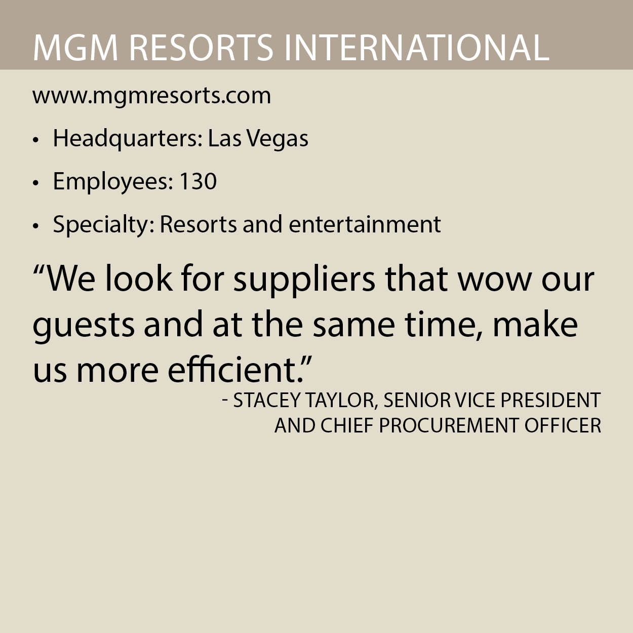 MGM Resorts fact box