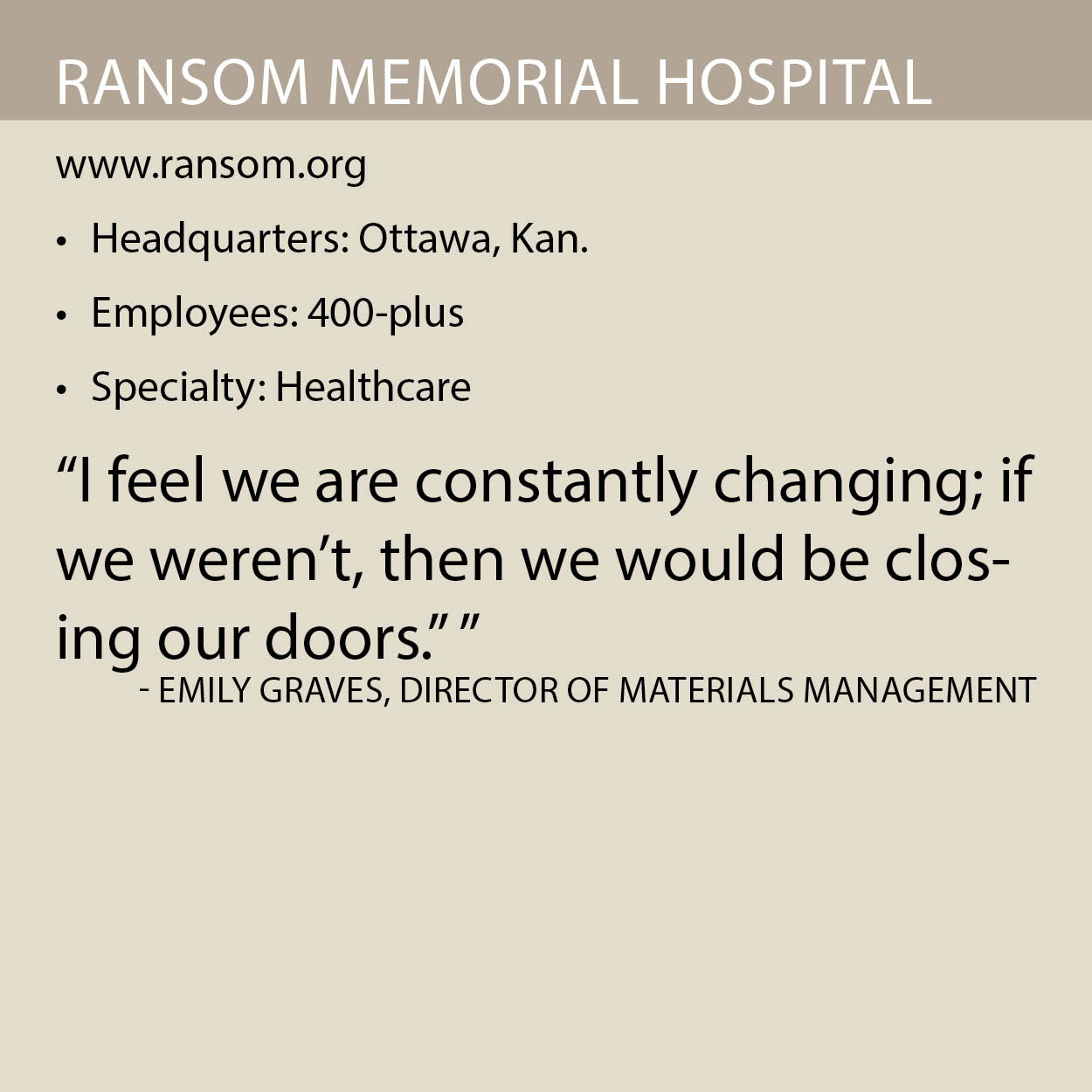 Ransom Memorial Hospital fact box