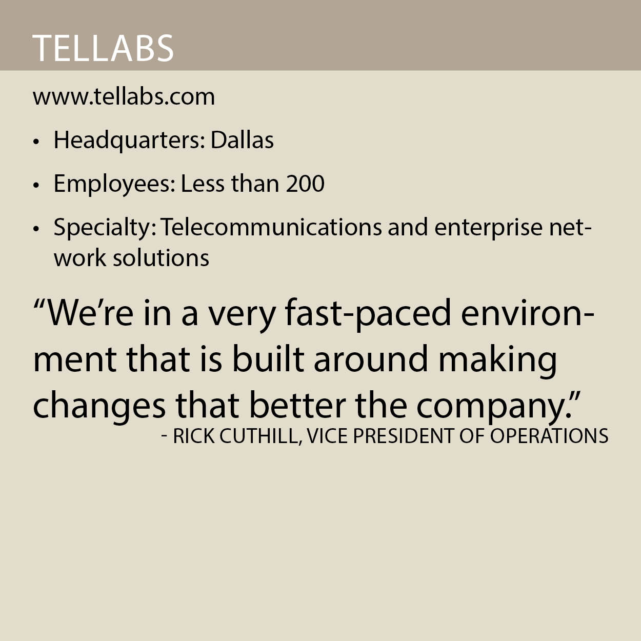 Tellabs fact box