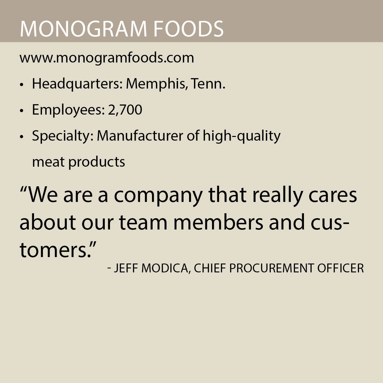 Monogram Foods fact box