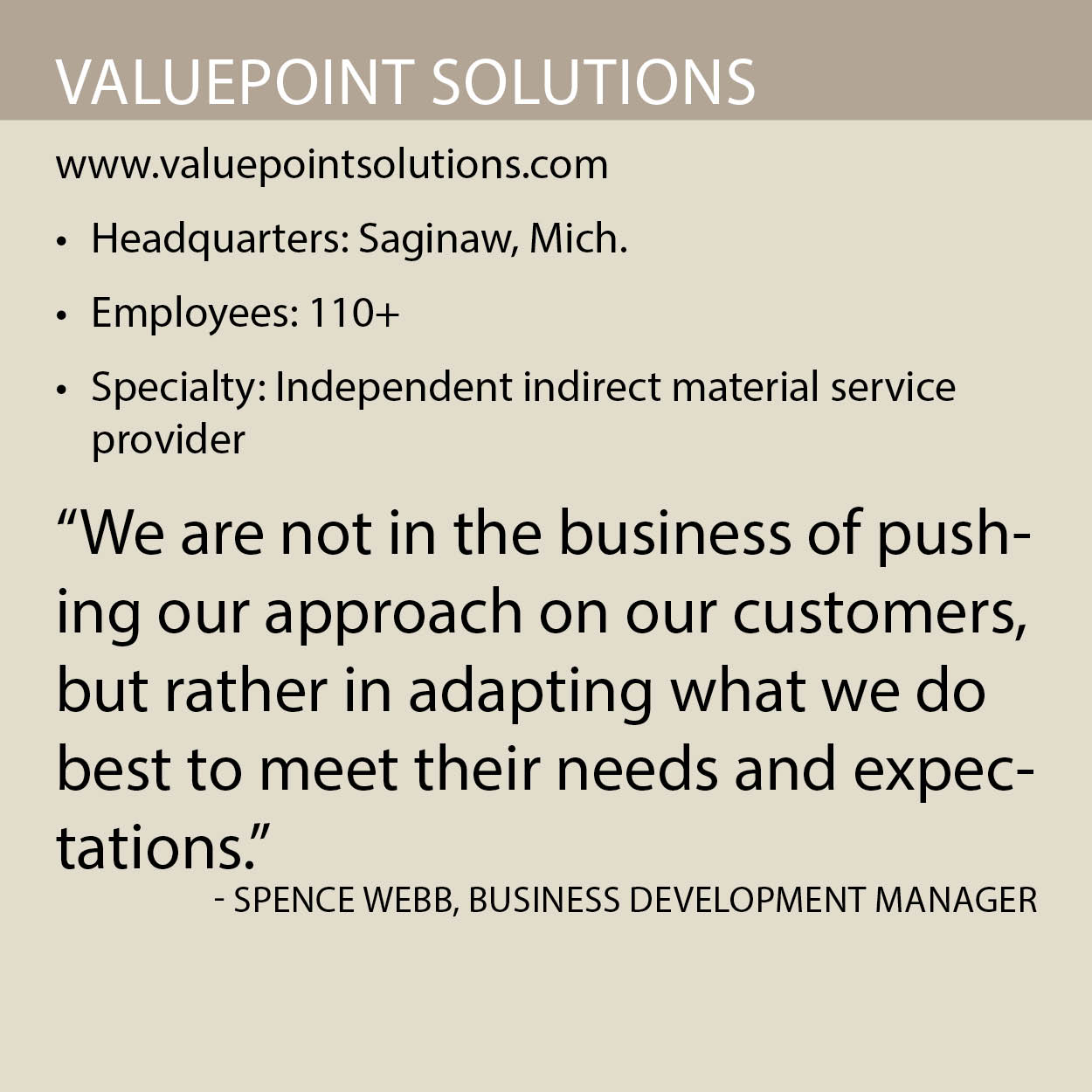 ValuePoint Solutions fact box